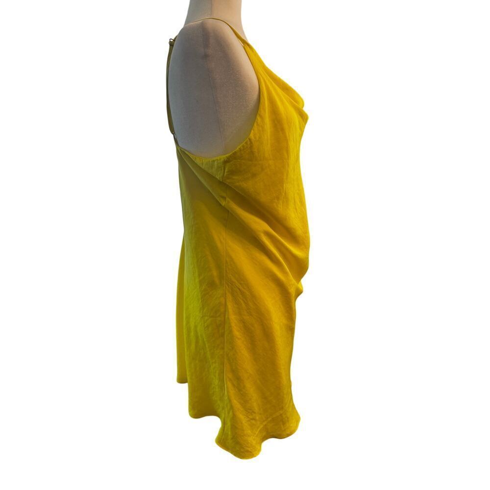 DANCE & MARVEL Lemon Yellow Slip Dress with Slight Cowl Neck in Sz Med - Picture 2 of 6